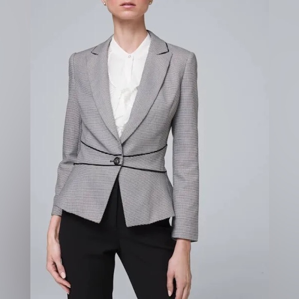 ▪️White House Black Market Comfort Stretch Houndstooth Blazer
